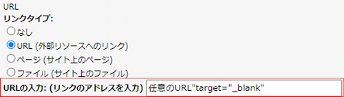 infoCMS9、URLの入力欄を選択した画像