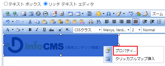 infoCMS9、プロパティを選択した時の画像